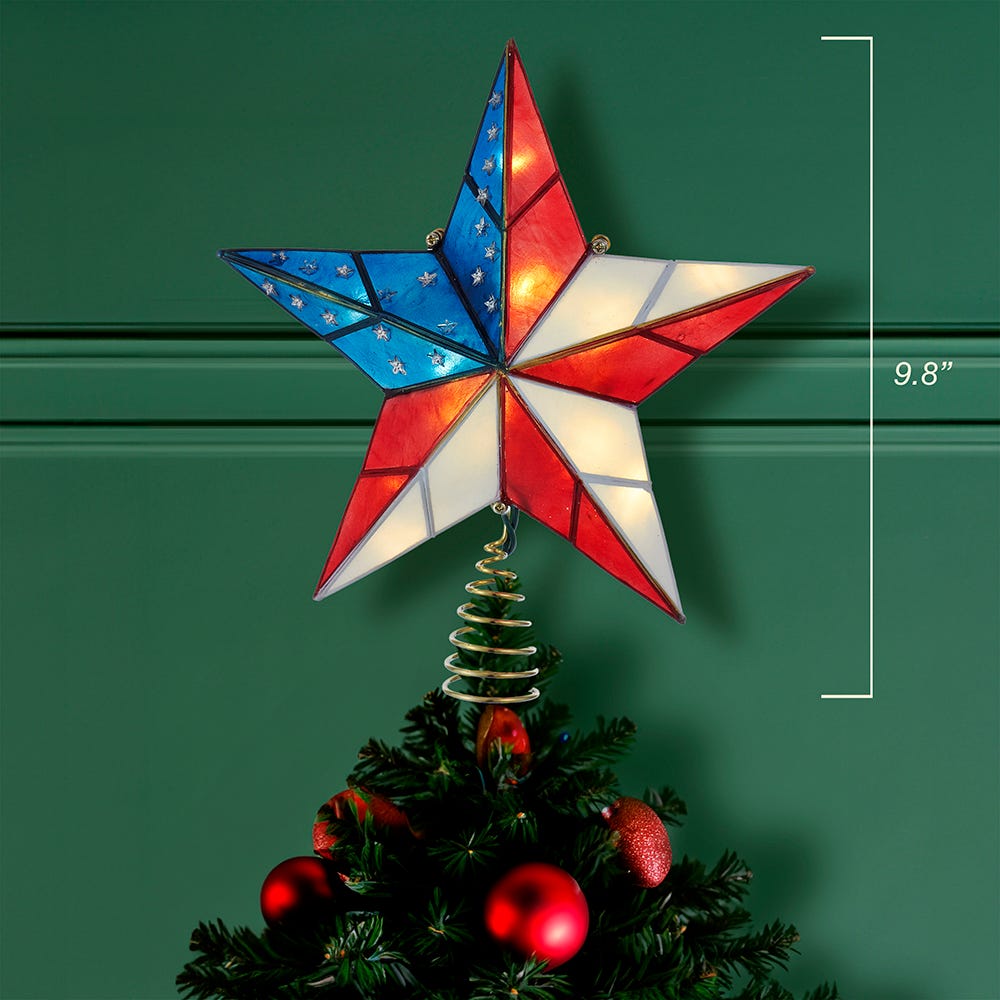 Kurt Adler Capiz American Flag Inspired Star Treetop